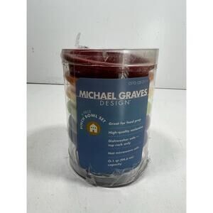 Michael Graves 6 Piece Pinch Bowl Set Rainbow Colors Melamine 2010 New Rare